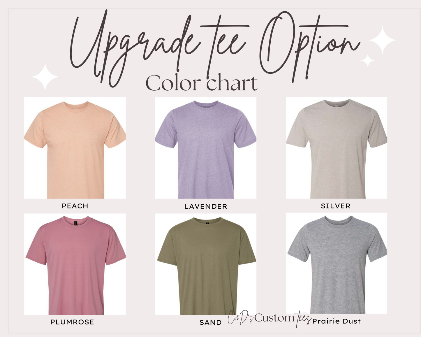 a group of different colored shirts with the words upgrade to option