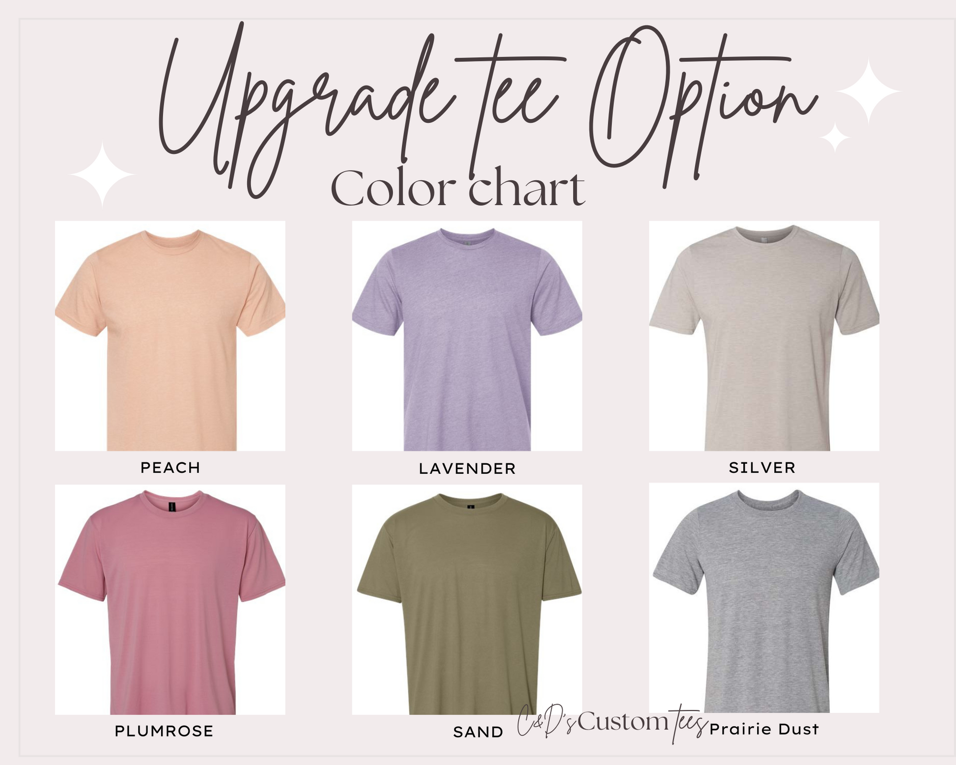 a group of different colored shirts with the words upgrade to option