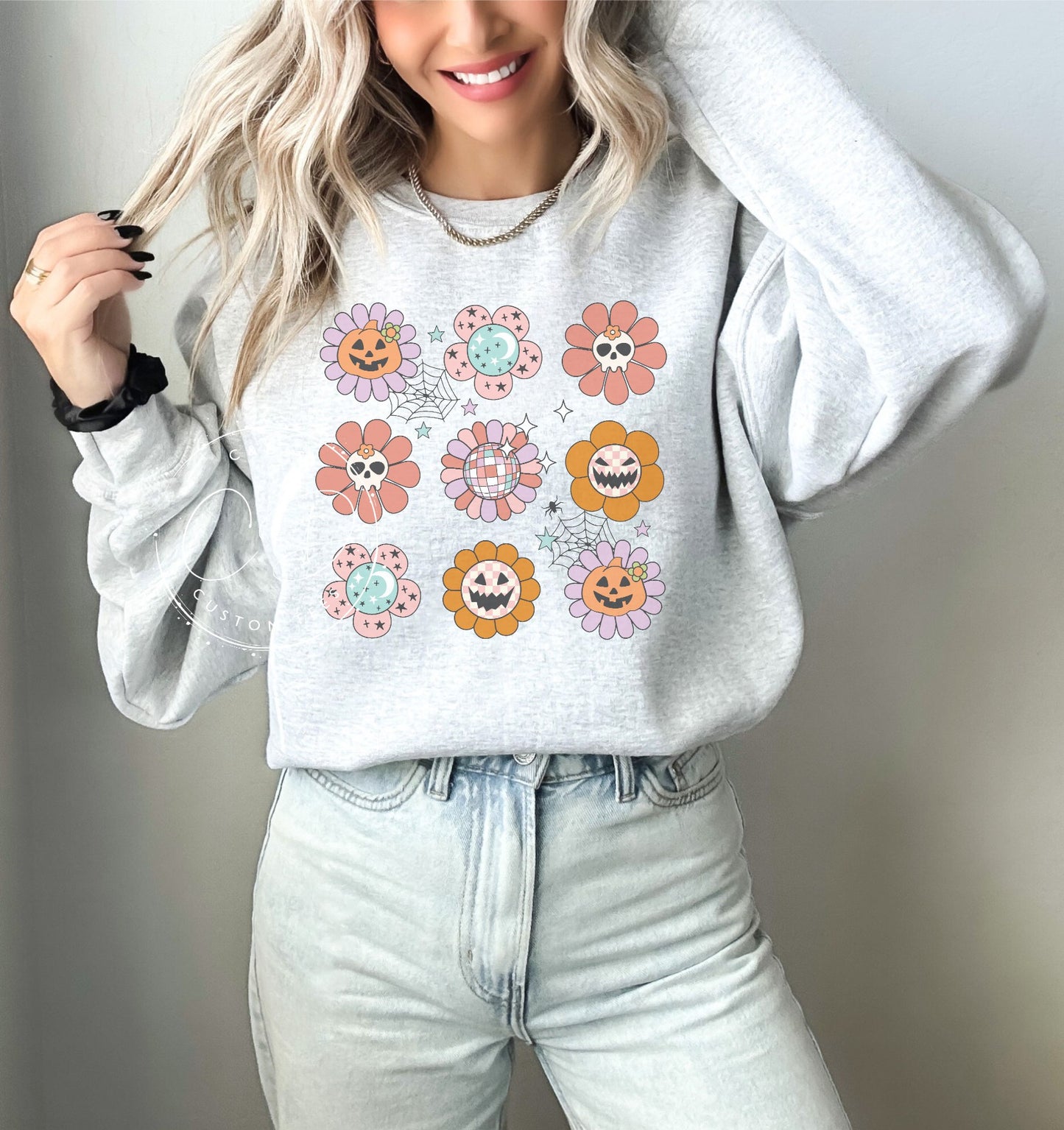 Halloween Flowers Graphic Sweatshirt