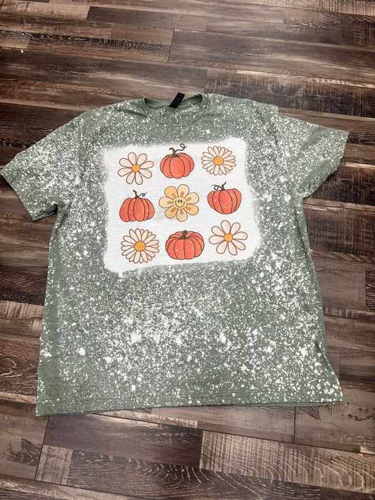 Flower Fall Pumpkins Bleached Tee