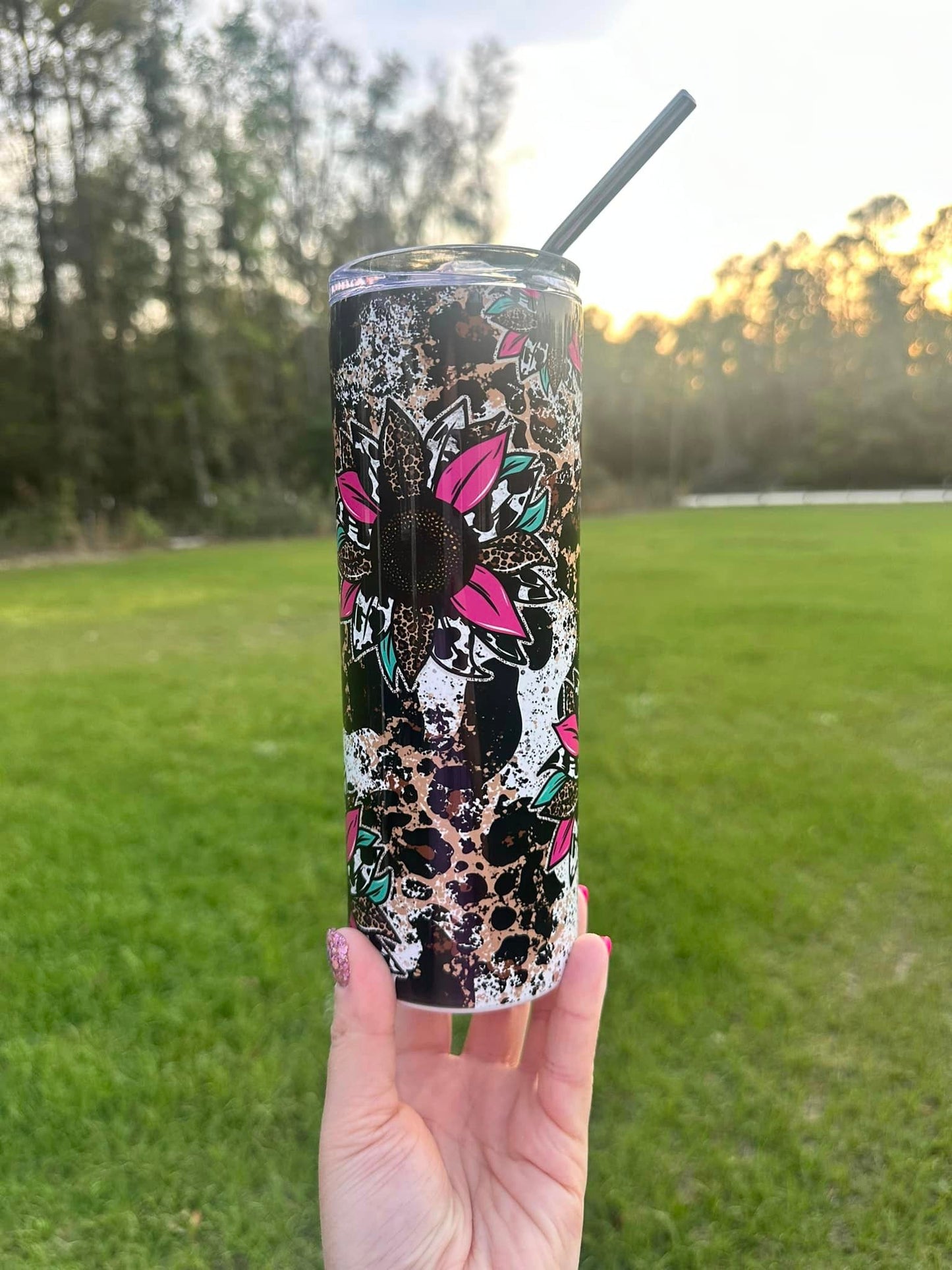 Leopard Sunflower Tumbler