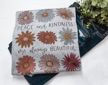 Peace and Kindness Flowers Graphic Tee