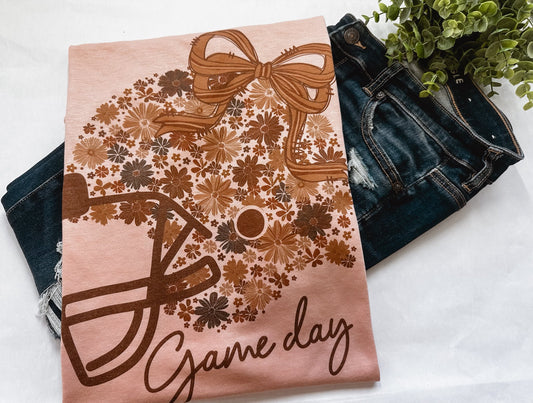 Floral Game Day Helmet Graphic Tee