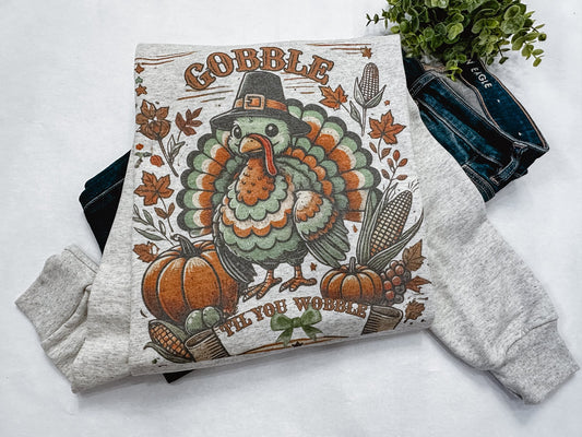 Gobble Turkey Graphic Sweatshirt