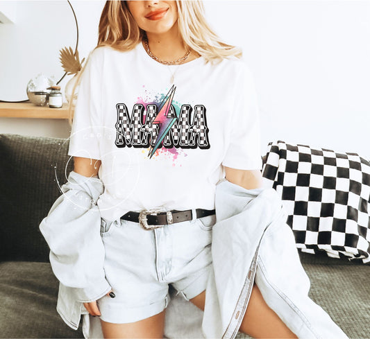 Mama Bolt Checkered Graphic Tee