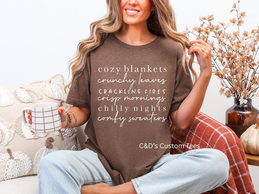Cozy Blankets Fall Words Shirt