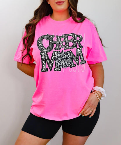 Cheer Mom Bling Comfort Color Tee