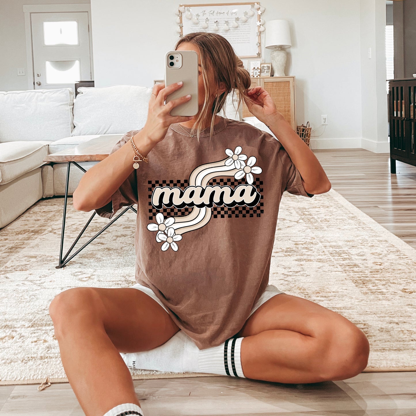 Mama Retro Flowers Comfort Color Tee