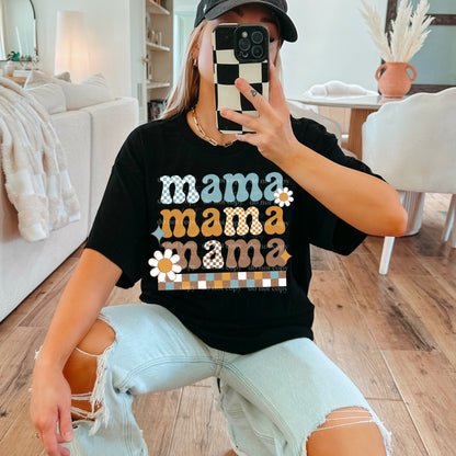 Checkered Retro Mama Comfort Color Tee