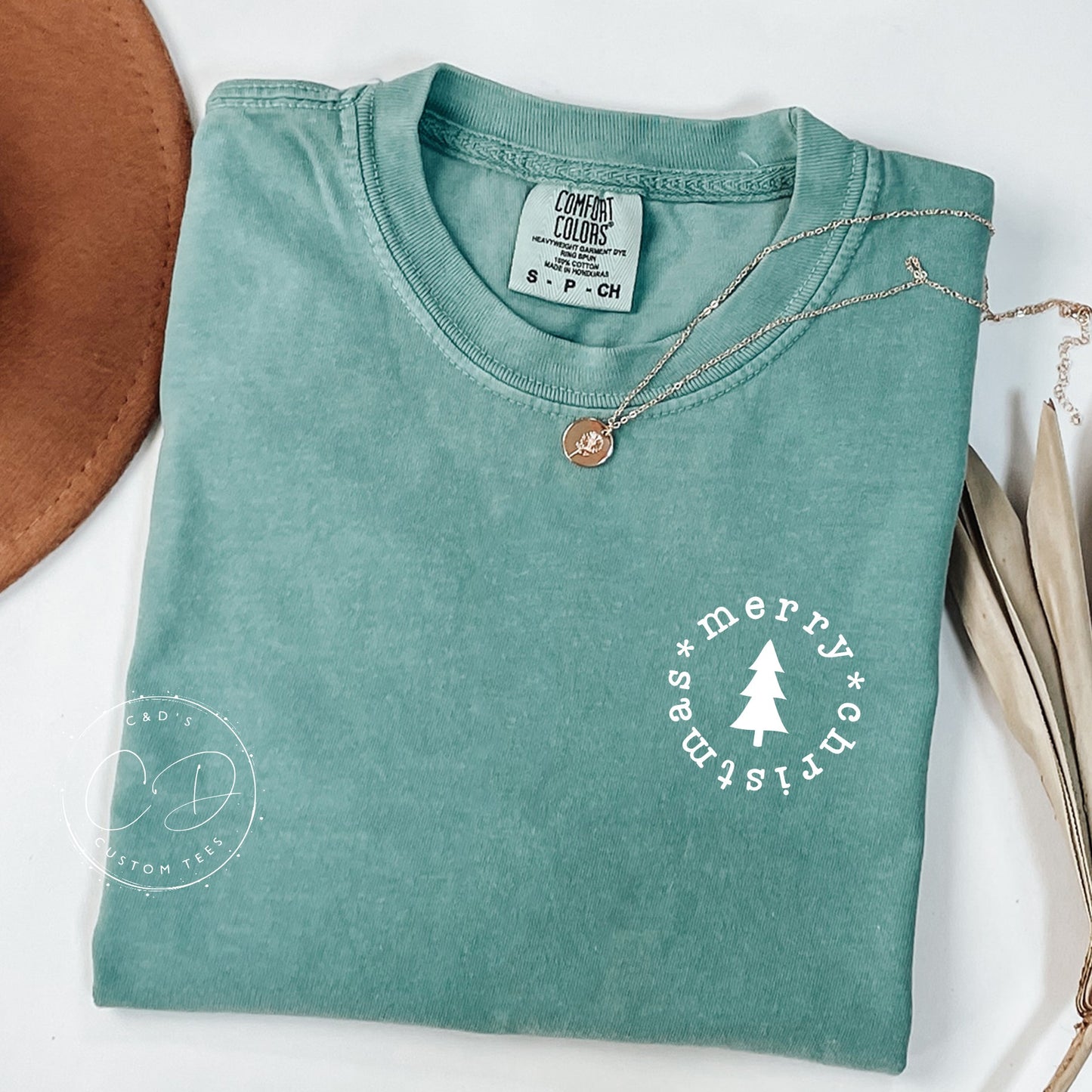 Merry Christmas Pocket Comfort Color Tee