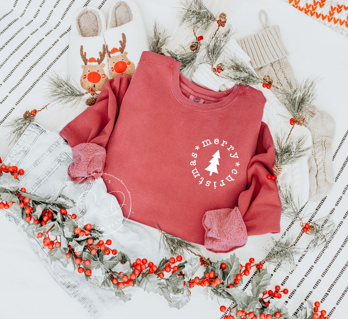 Merry Christmas Pocket Comfort Color Sweatshirt