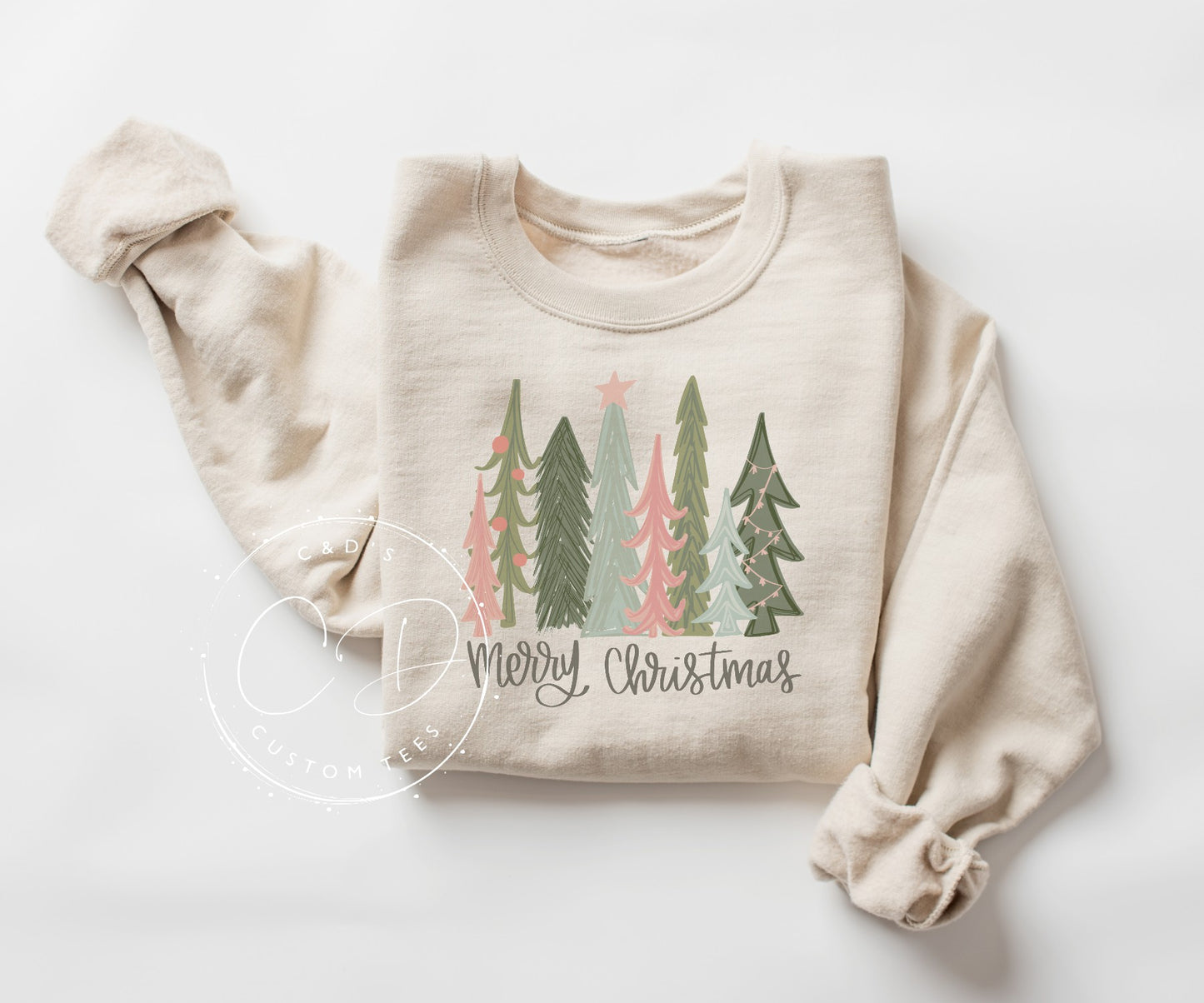 Merry Christmas Trees Graphic Sweatshirt