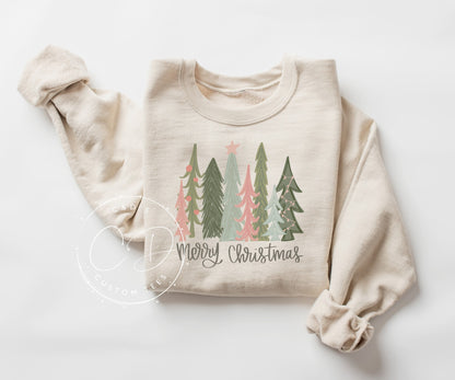 Merry Christmas Trees Graphic Sweatshirt