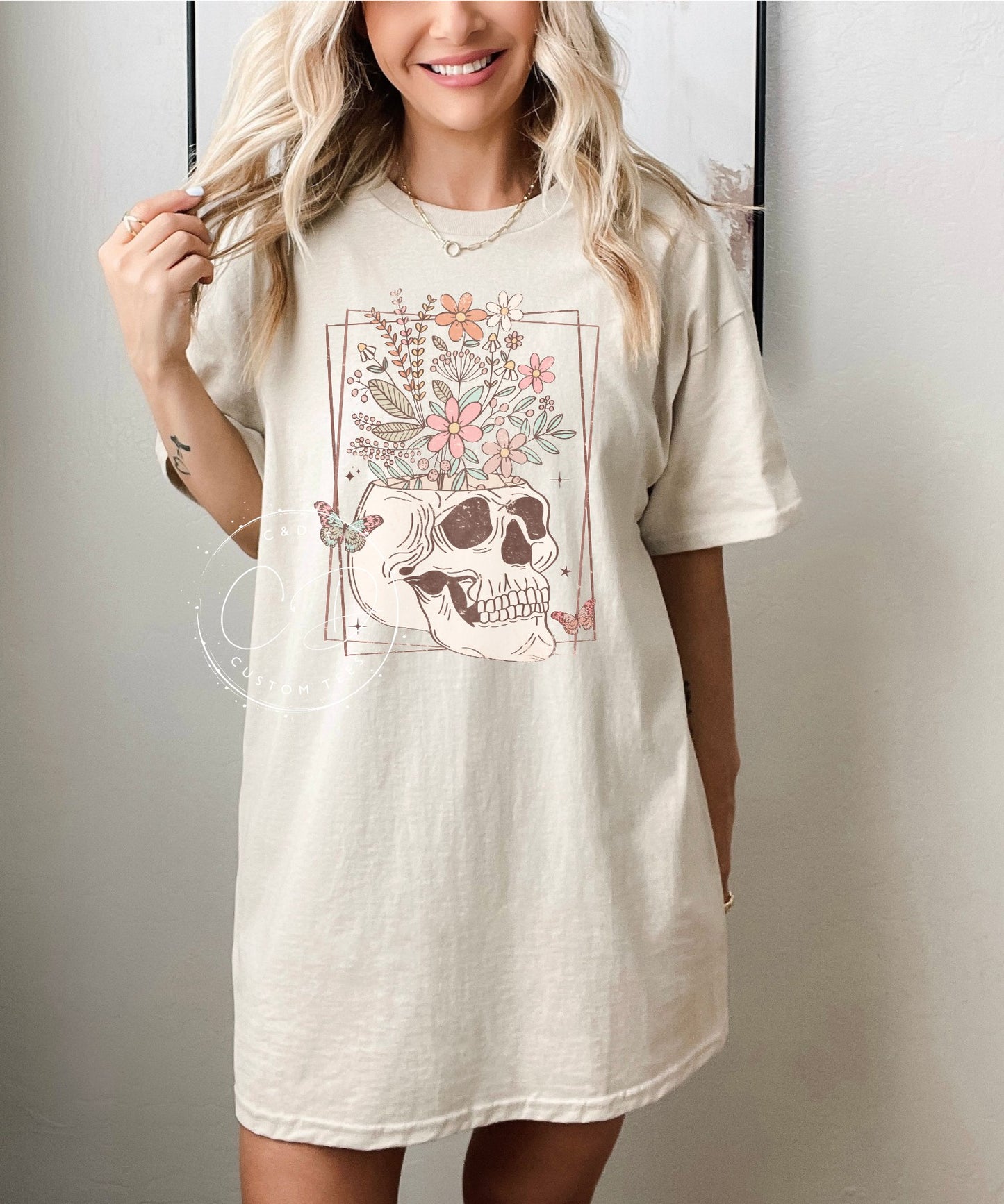 Floral Skull Graphic Tee