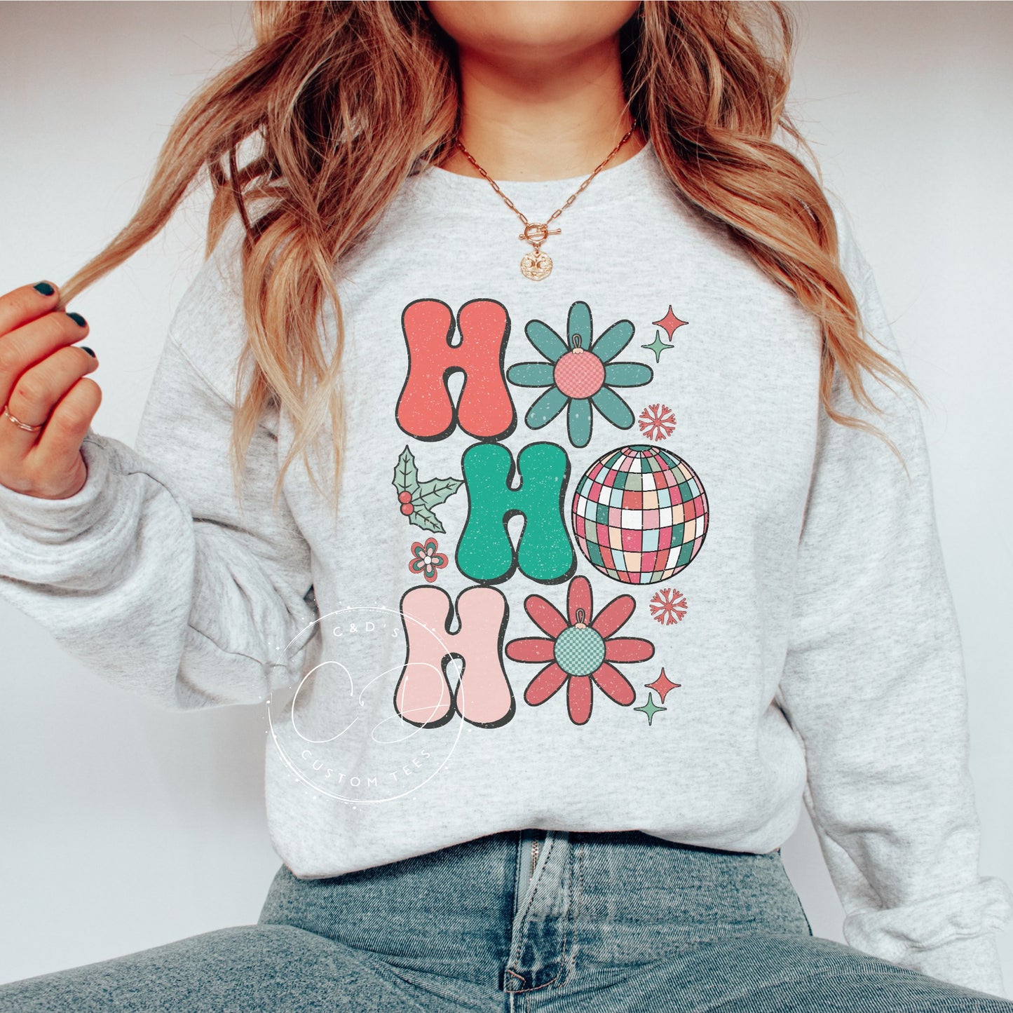 Retro HoHoHo Christmas Graphic Sweatshirt