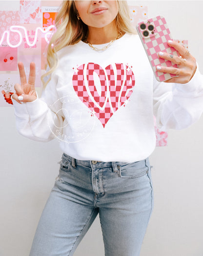 Love Checkered Graphic Sweatshirt