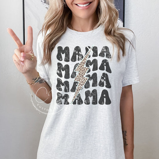 Mama Leopard Bolt Graphic Tee