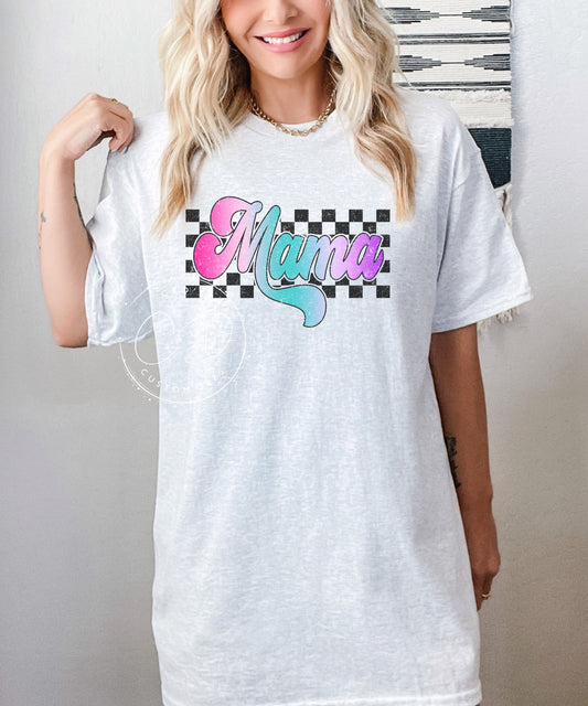 Mama Colored Checkered Graphic Tee