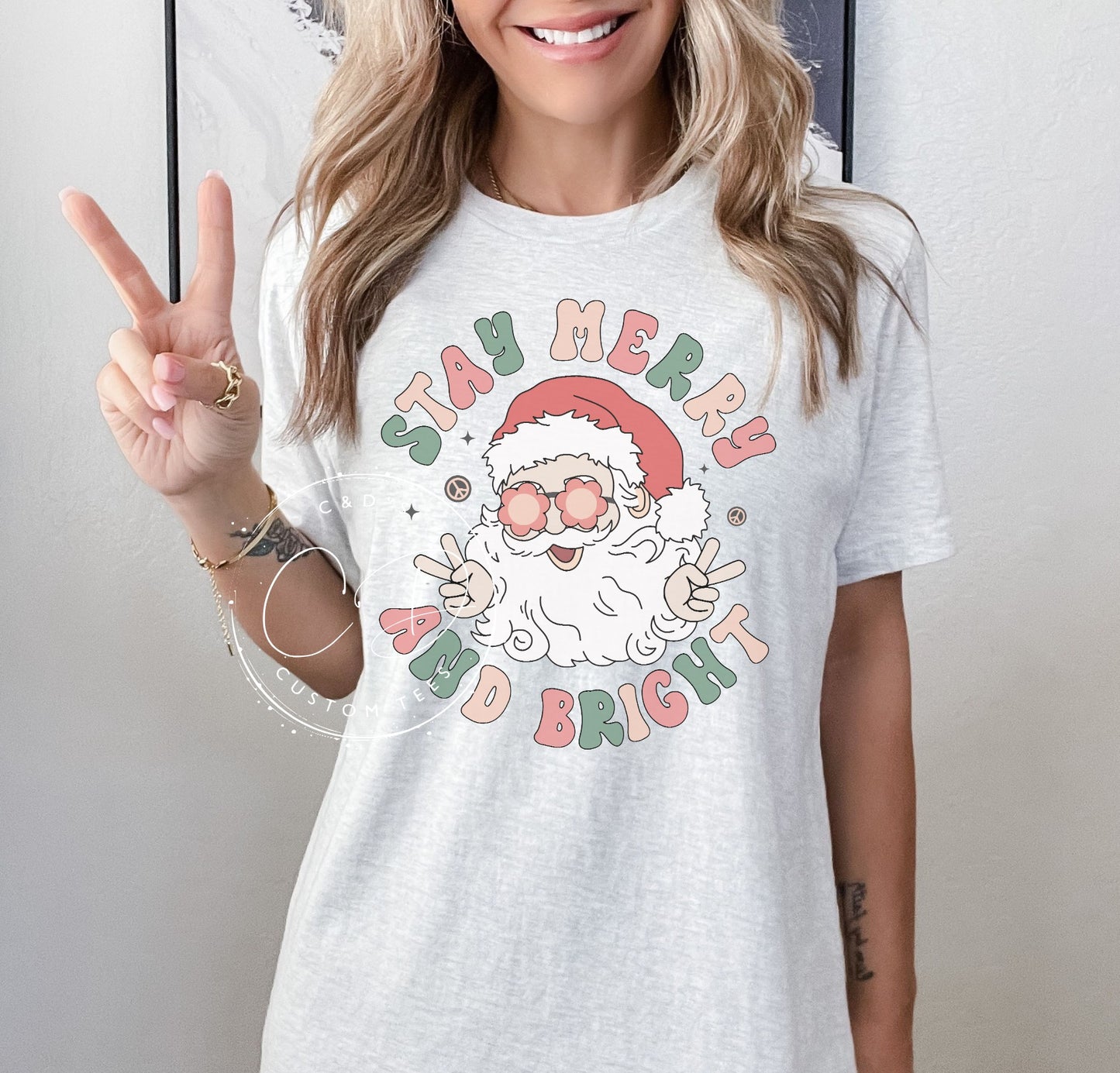 Stay Merry and Bright Christmas Graphic Tee