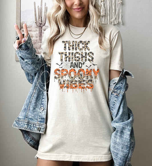 Thick Thighs Spooky Vibes Graphic Tee