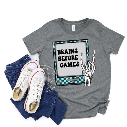 Brains Before Games School Kids Tee