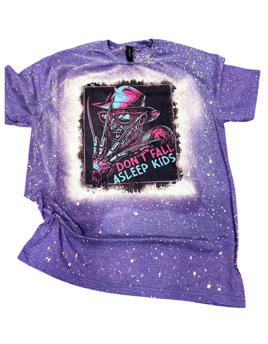 Don't Fall Asleep Kids Halloween Bleached Tee