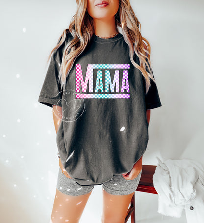 Colorful Mama Checkered Comfort Color Tee