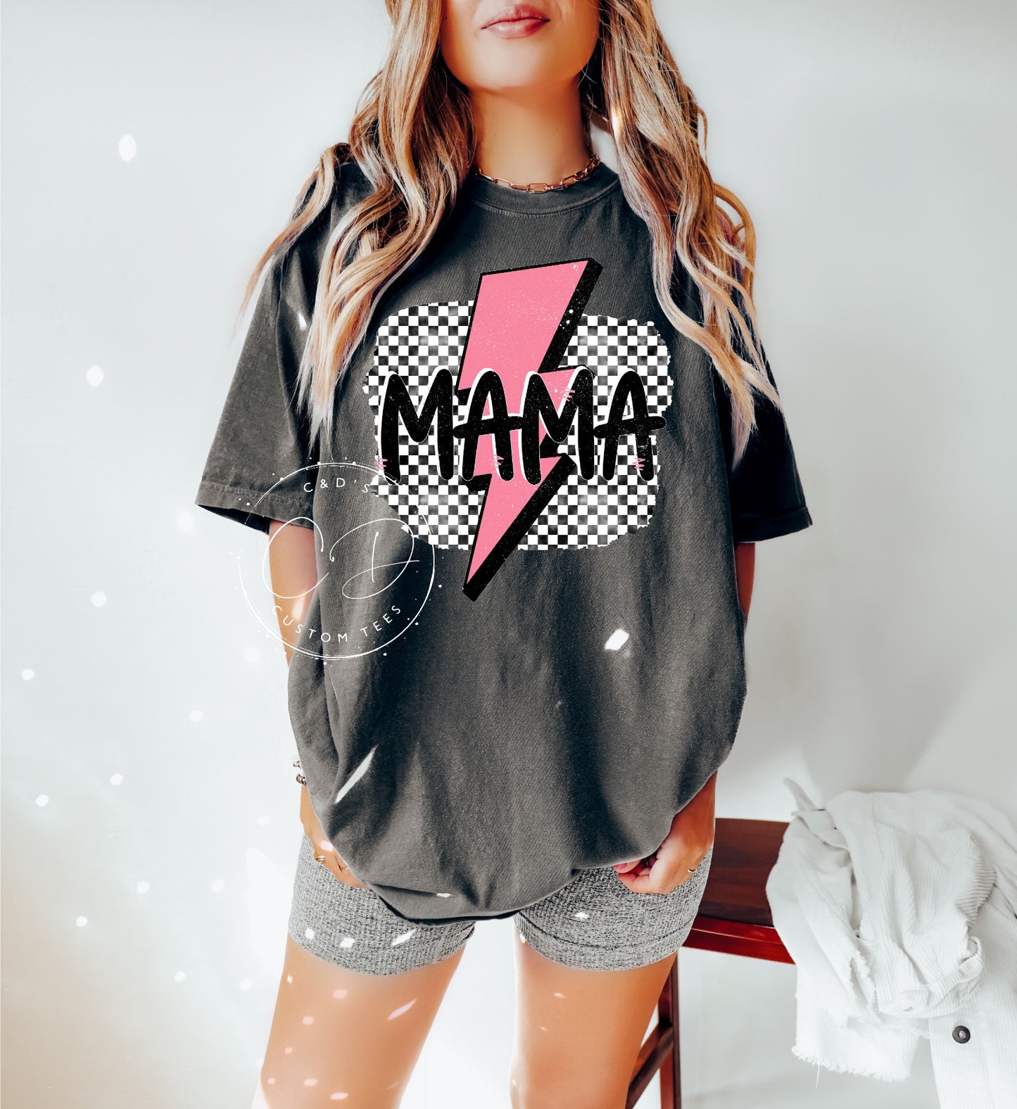 Mama Checkered Comfort Color Tee