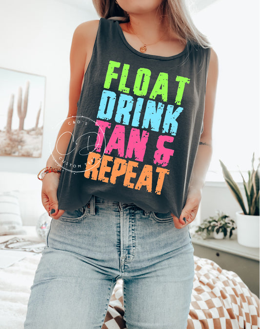 Float Drink Tan Comfort Color Tank Top