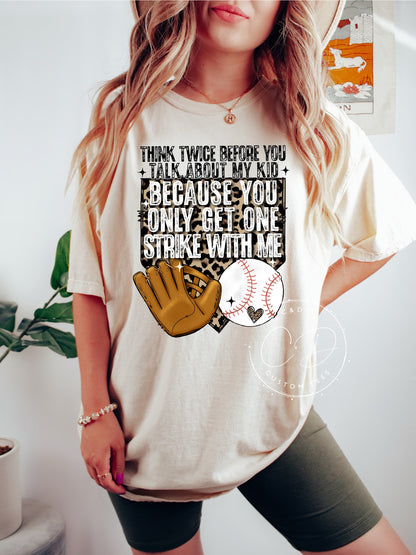 Think Twice Baseball Mama Comfort Color Tee