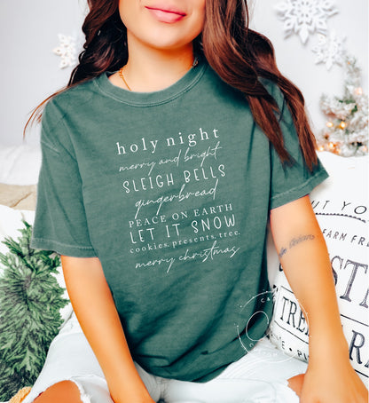 Christmas Words Comfort Color Tee