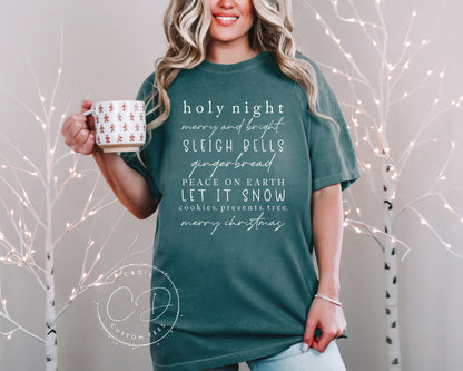 Christmas Words Comfort Color Tee