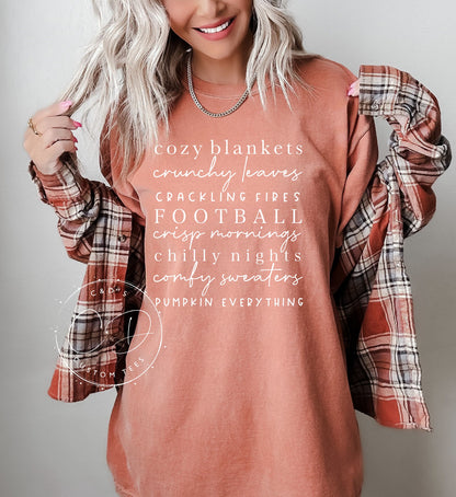 Cozy Blankets Fall Words Comfort Color Tee