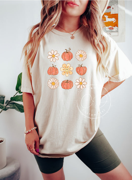 Flower Pumpkins Comfort Color Tee