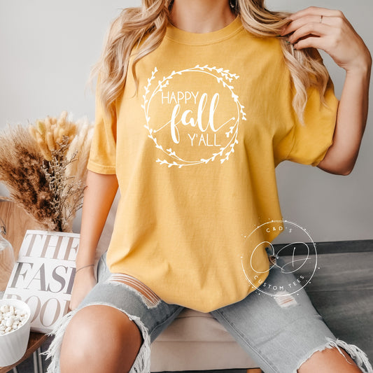 Happy Fall Yall Comfort Color Tee