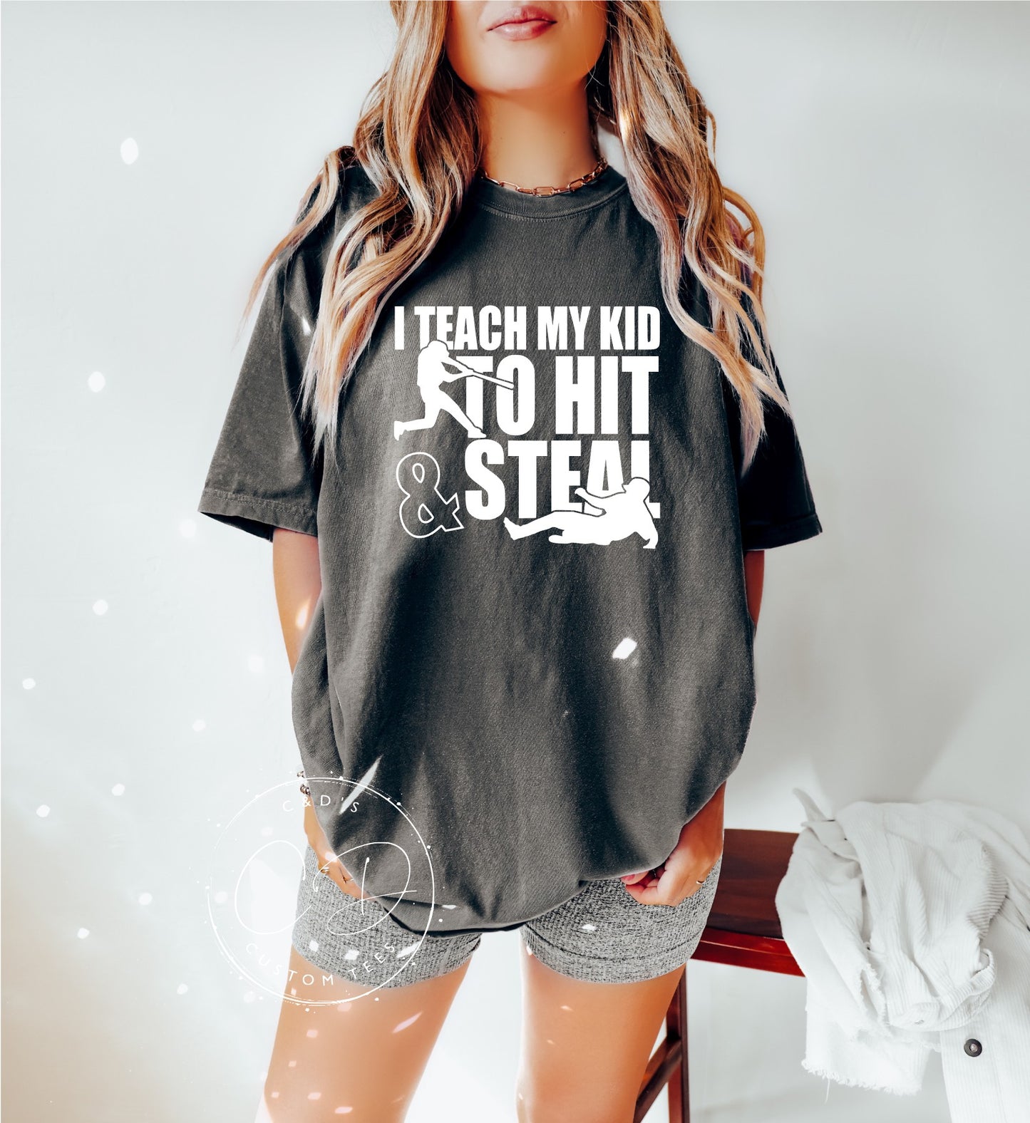 Hit and Steal Baseball Comfort Color Tee