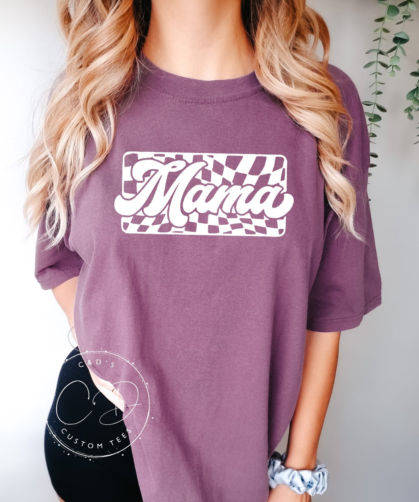 Mama Checkered Comfort Color Tee