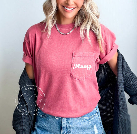 Retro Mama Pocket Comfort Color Tee