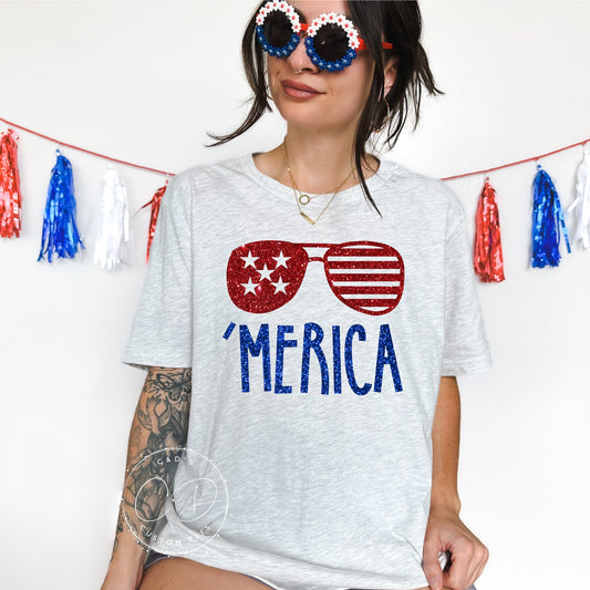 Merica Glitter 4th of July Tee