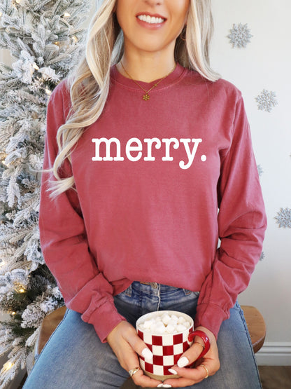 Merry Christmas Comfort Color Long Sleeve