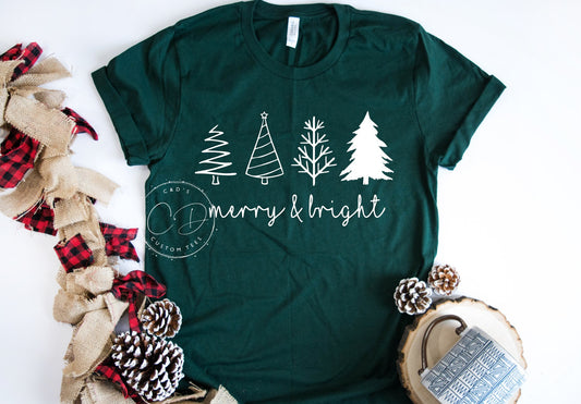 Merry and Bright Trees Christmas Shirt