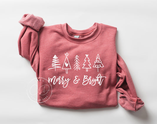 Merry and Bright Trees Christmas Sweatshirt