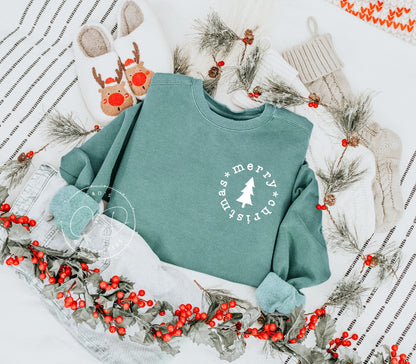 Merry Christmas Pocket Comfort Color Sweatshirt