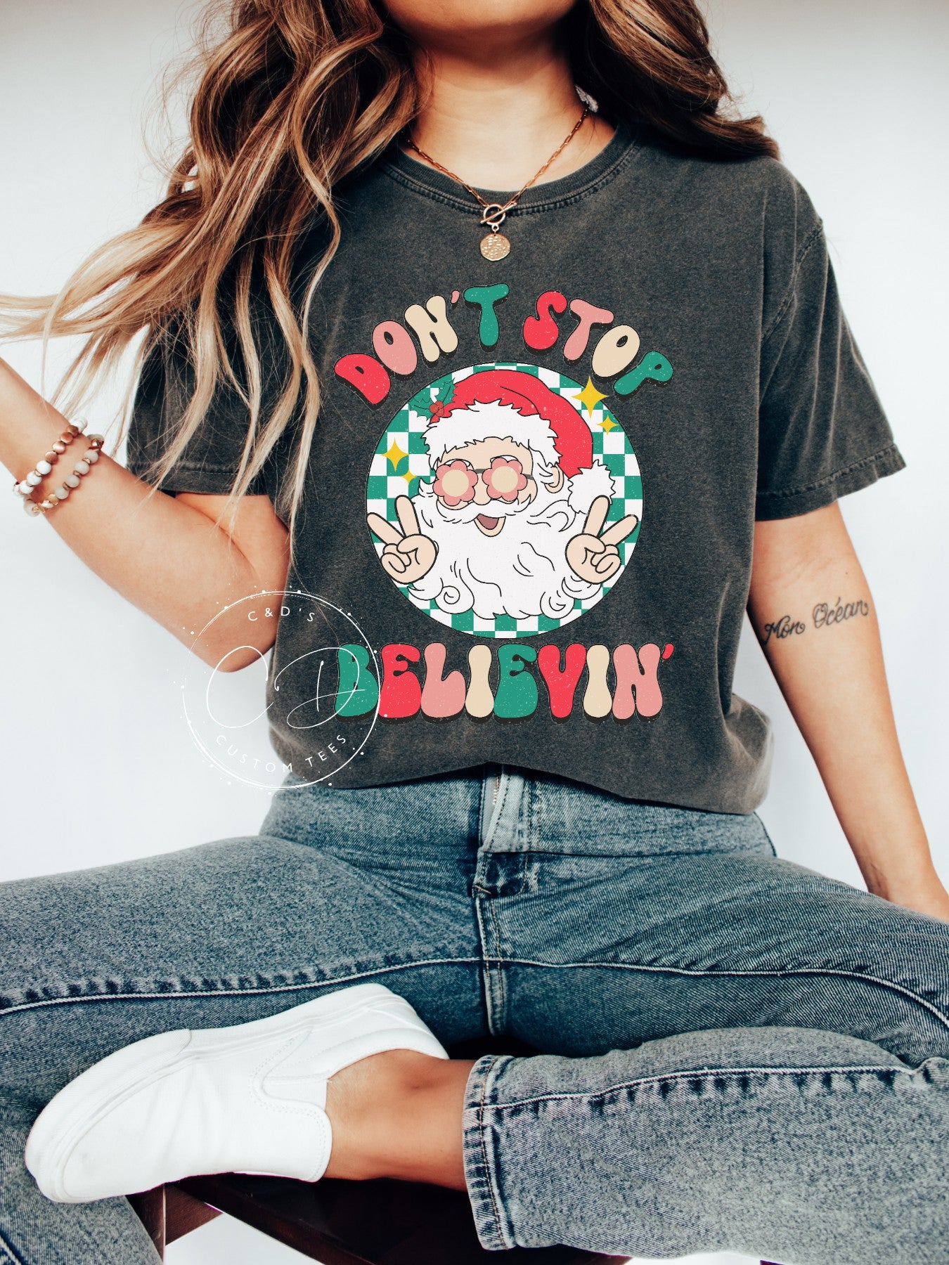 Don't Stop Believin Christmas Comfort Color Tee