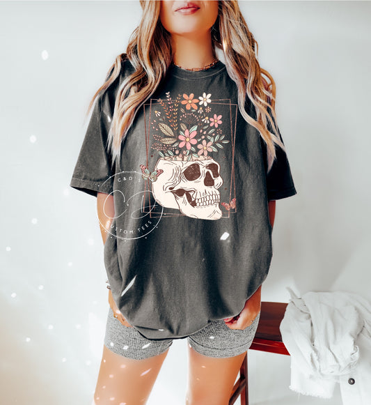 Floral Skull Comfort Color Tee