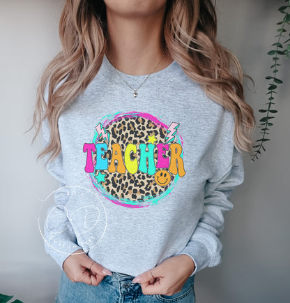 Teacher Leopard Graphic Sweatshirt