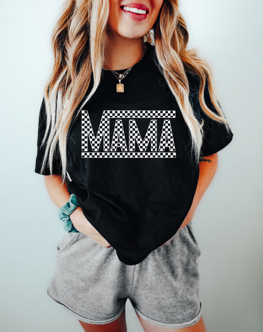 Checkered Mama Tee