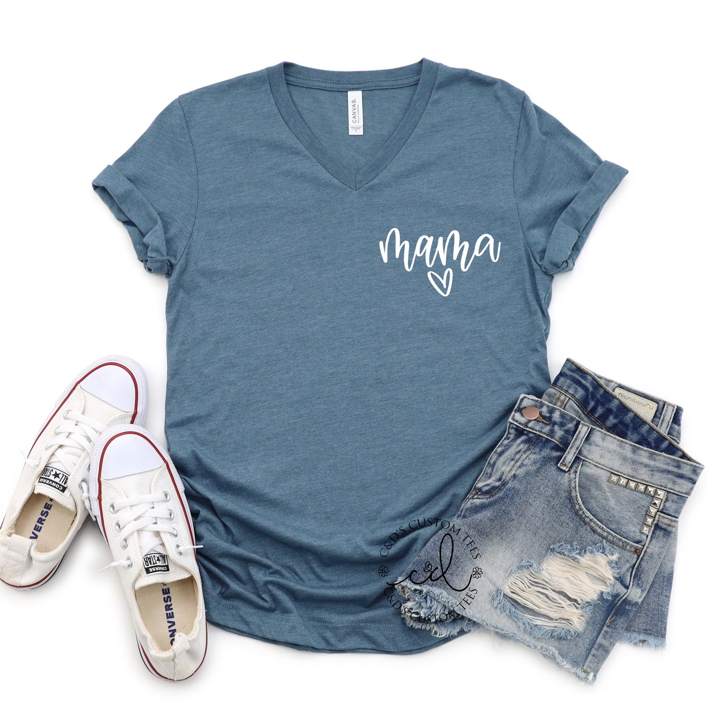 Mama Heart Pocket VNeck